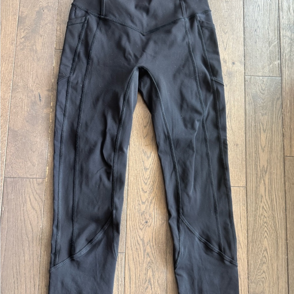 Lululemon Black High-Waisted Compression Leggings With Side Pockets